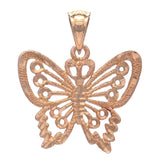 14k Rose Gold Solid Diamond Cut Butterfly Charm Pendant 2 grams - Rose