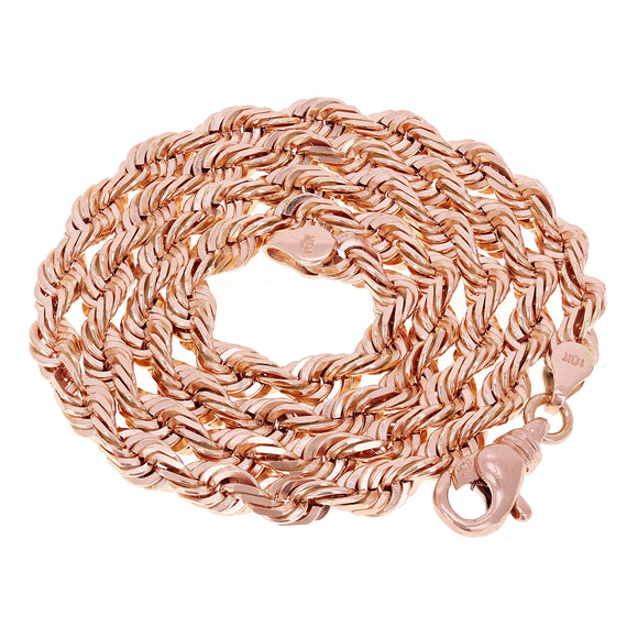 Men's Solid 10k Rose Gold Diamond Cut Rope Chain Necklace 22