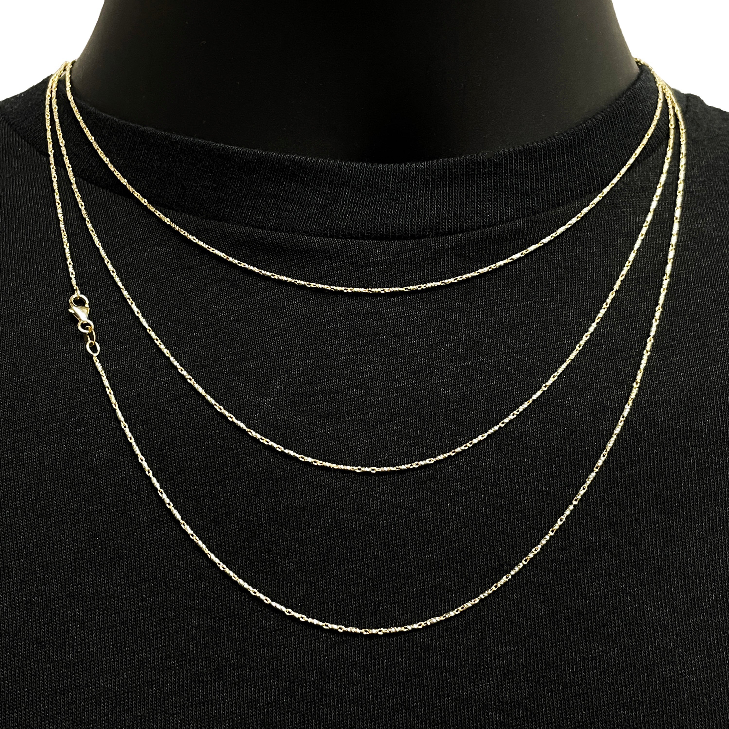 Italian 14k Yellow Gold Solid Raso Chain Necklace 1mm 16" 3 grams - 16" 3 grams