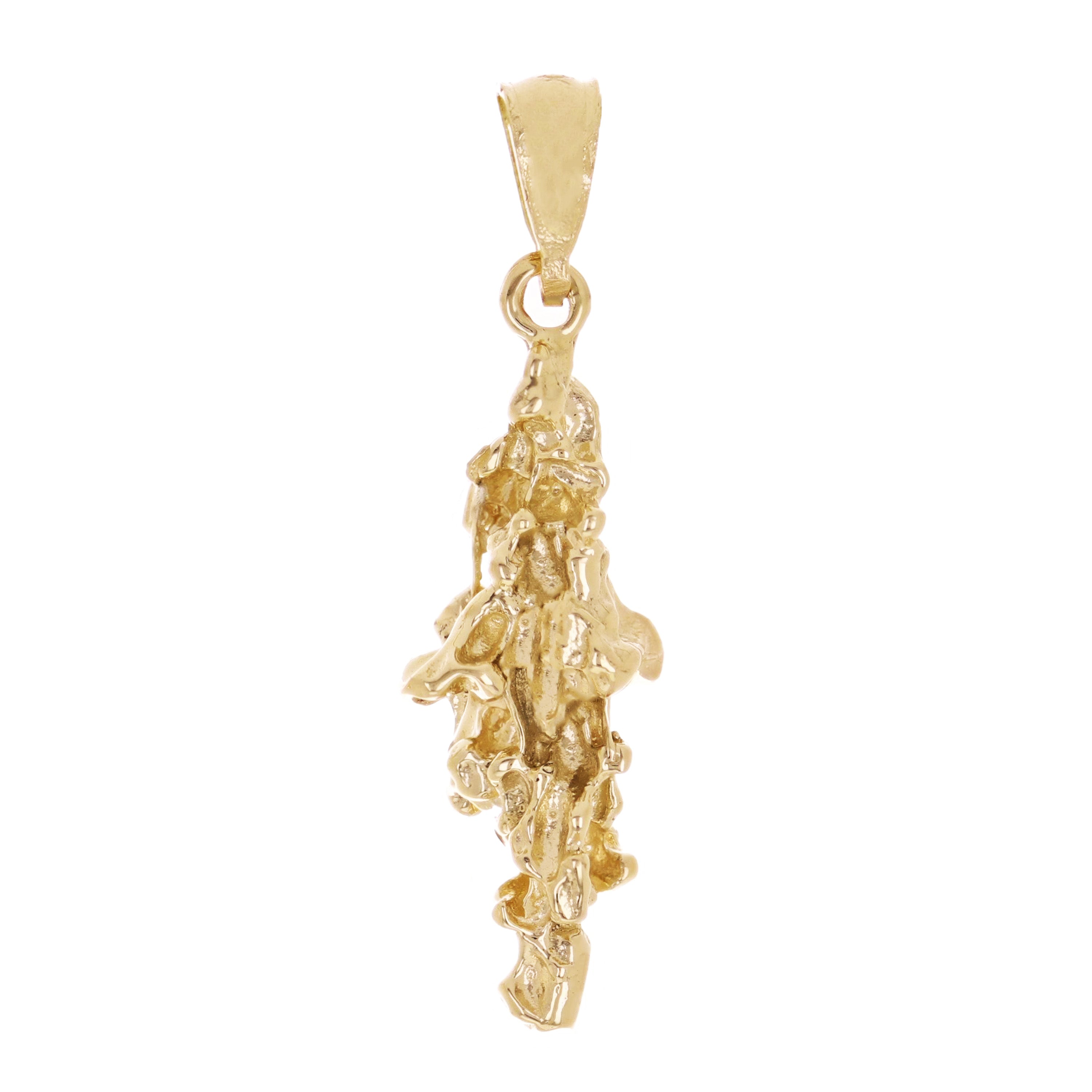 14k Yellow Gold Solid Free Form Nugget Charm Pendant 1.3" 3.4 grams