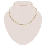 14k Yellow Gold Hollow High Polished&Textured Paper Clip Link Necklace 18" 5.7mm