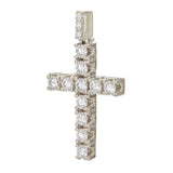 14k White Gold 1.79ctw Diamond Cross Pendant Iced Out - White
