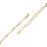 Italian 14k Yellow Gold Hollow Paper Clip Chain Bracelet 7.5" 3.3mm 1.7 grams - 7.25" 3mm