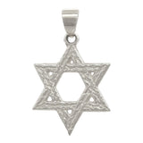 14k White Gold Solid Diamond Cut Jewish Star of David Charm Pendant 1.3 grams - White