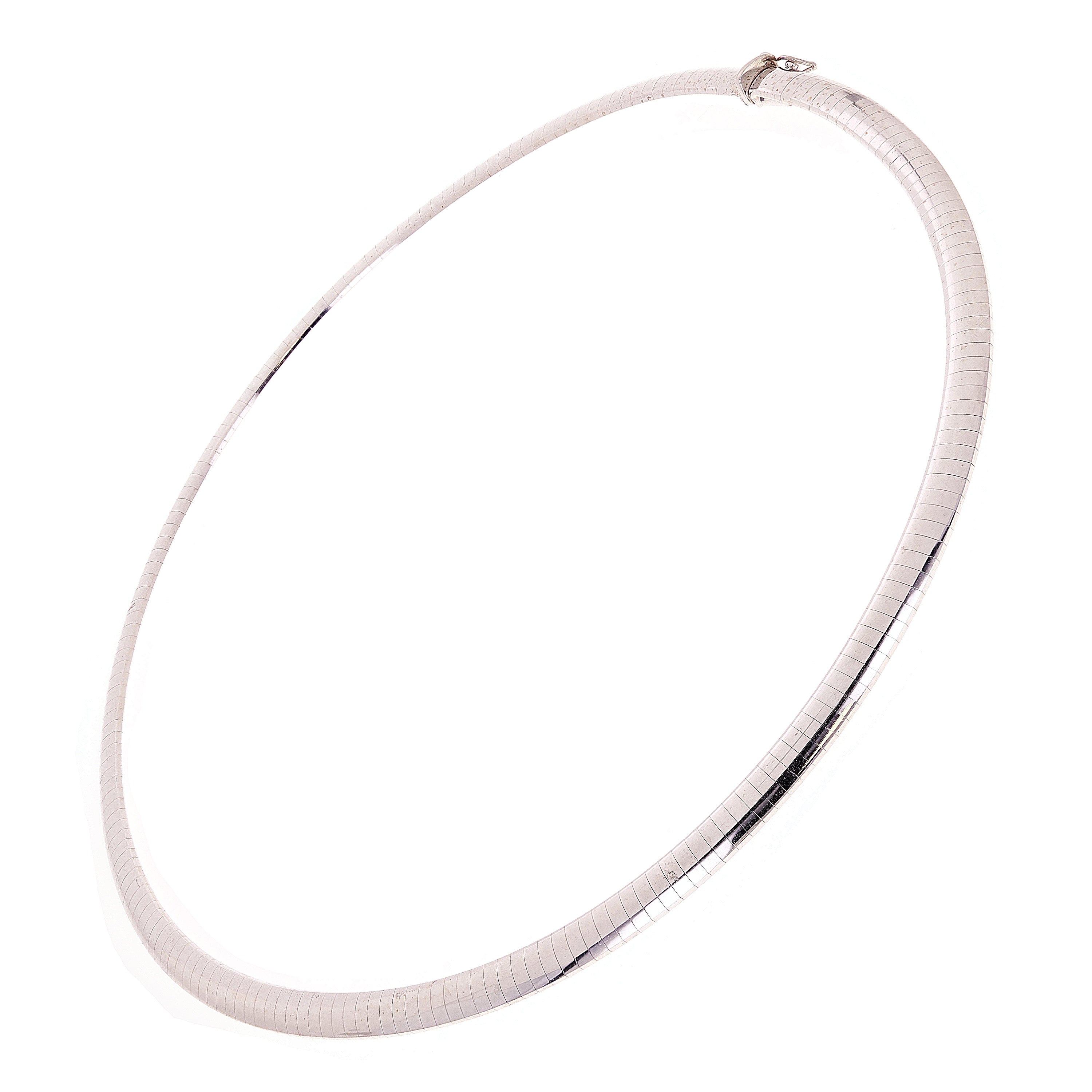 Women's Italian 14k White Gold Omega Necklace Choker 18" 6mm 36.3 grams - 36.3 grams