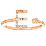 14k Rose Gold Diamond Initial Letter E Ring Size 6 - Letter E,Rose