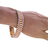Italian Two- Tone 14k White & Rose Gold Watch Link Bracelet 8" 15.2mm 35.8 grams - 35.8 grams