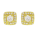 14k Yellow Gold 0.25ctw Diamond Solitaire Square Frame Stud Earrings