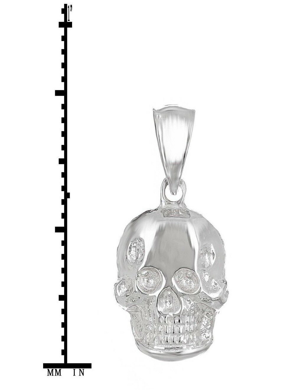 14k White Gold Solid Small Skull Charm Pendant 1.4 grams