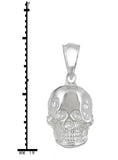 14k White Gold Solid Small Skull Charm Pendant 1.4 grams