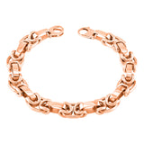 14k Rose Gold Handmade Fashion Link Bracelet 8" 10.5mm - Rose