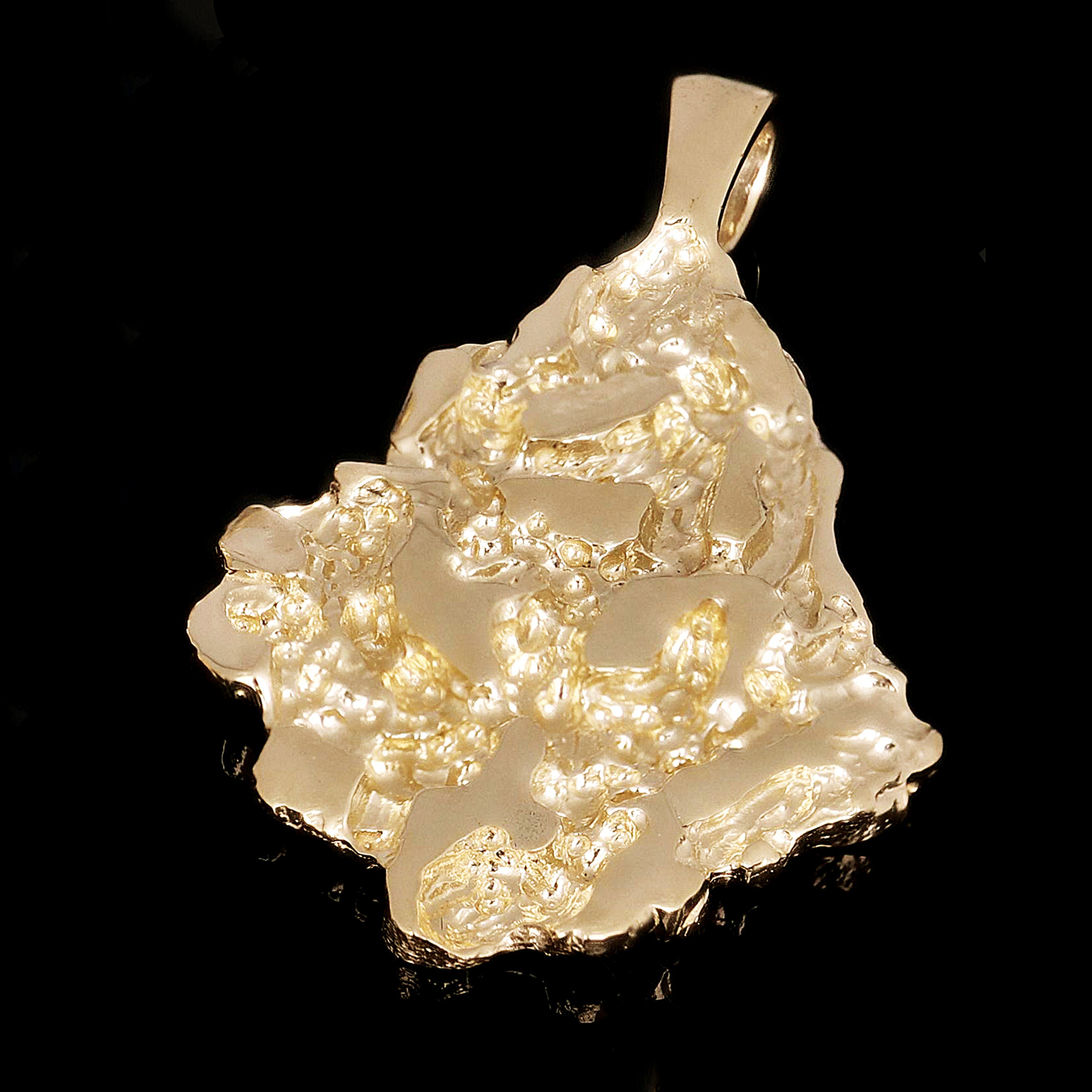 10k Yellow Gold Solid Free Form Nugget Charm Pendant 1.8" 10.3 grams