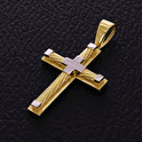 Italian 14k Two Tone Gold 3D Crucifix Cross Charm Pendant 2" 5.7 grams