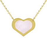 Italian 14k Yellow Gold Pearl Heart Charm Pendant Necklace 16.5-17.5" 2.2 grams