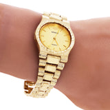 10k Yellow Gold Watch Link Wrist Band with Geneve Watch 7-7.5" 46.5 grams