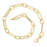 Italian 14k Yellow Gold Oval Twisted & Paper Clip Link Bracelet 7.75" 2.9 grams