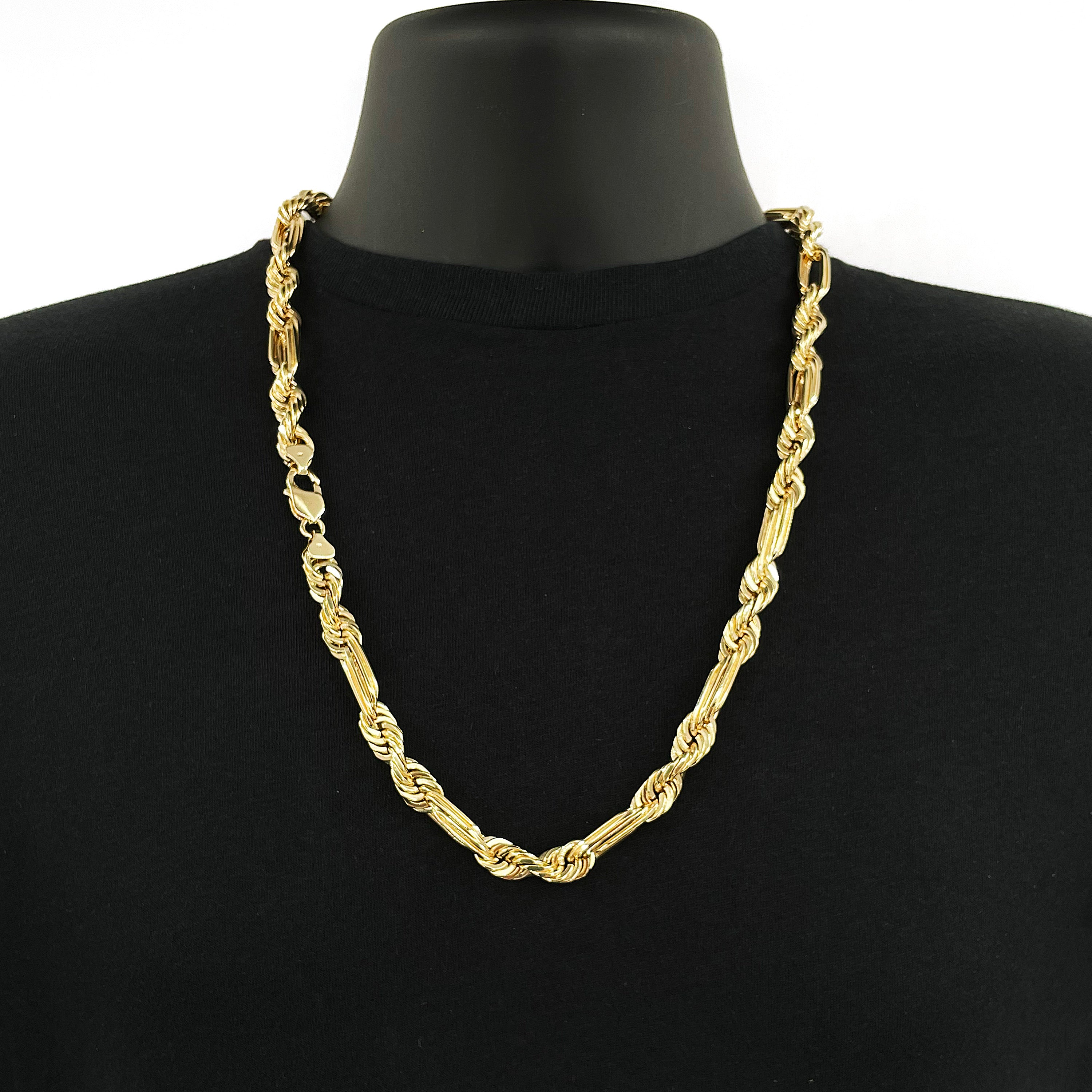 14k Yellow Gold Solid Milano Figaro Rope Chain Necklace 24" 10mm 156.5 grams - 24" 156.5 grams