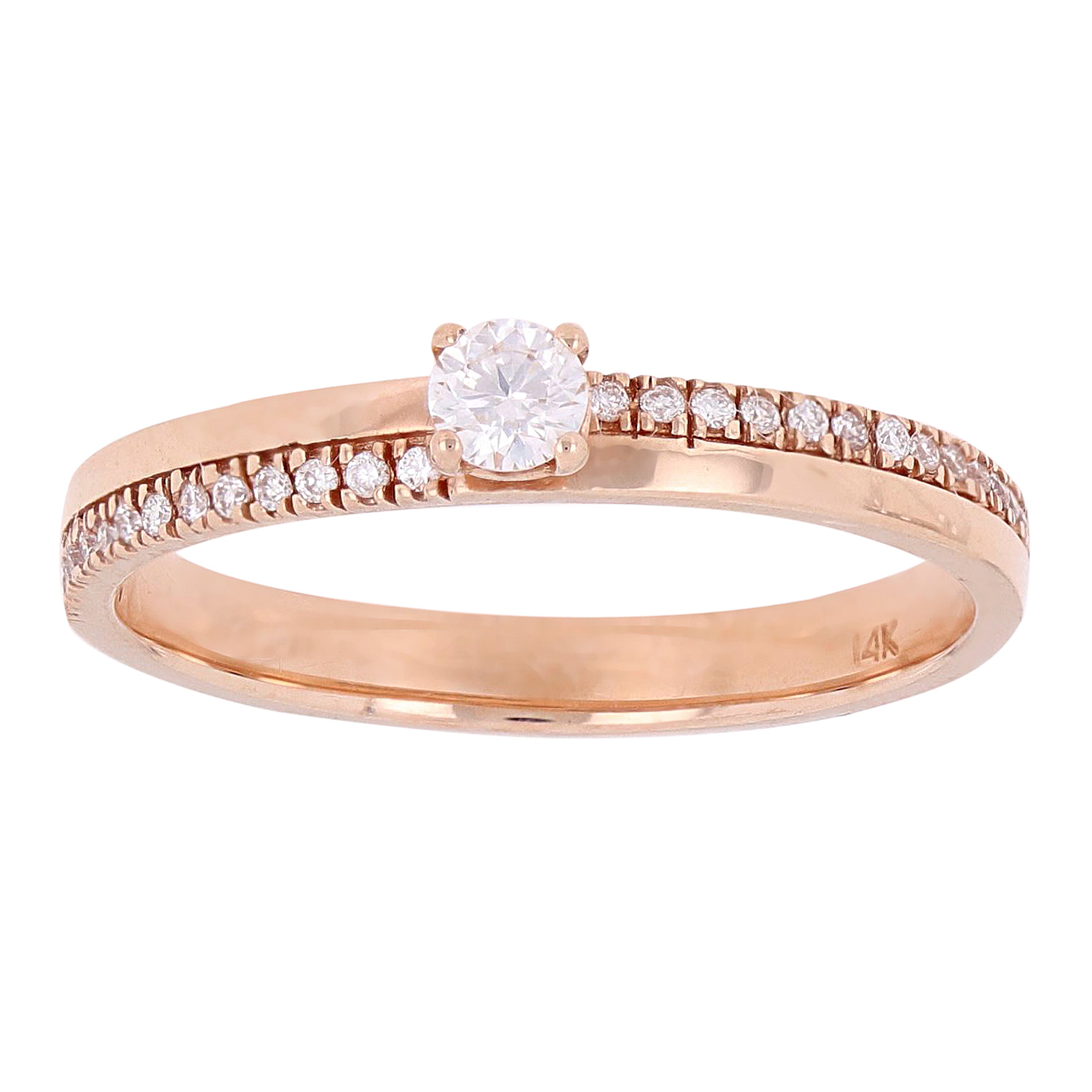 14k Rose Gold Diamond Stackable Promise Ring Size 6