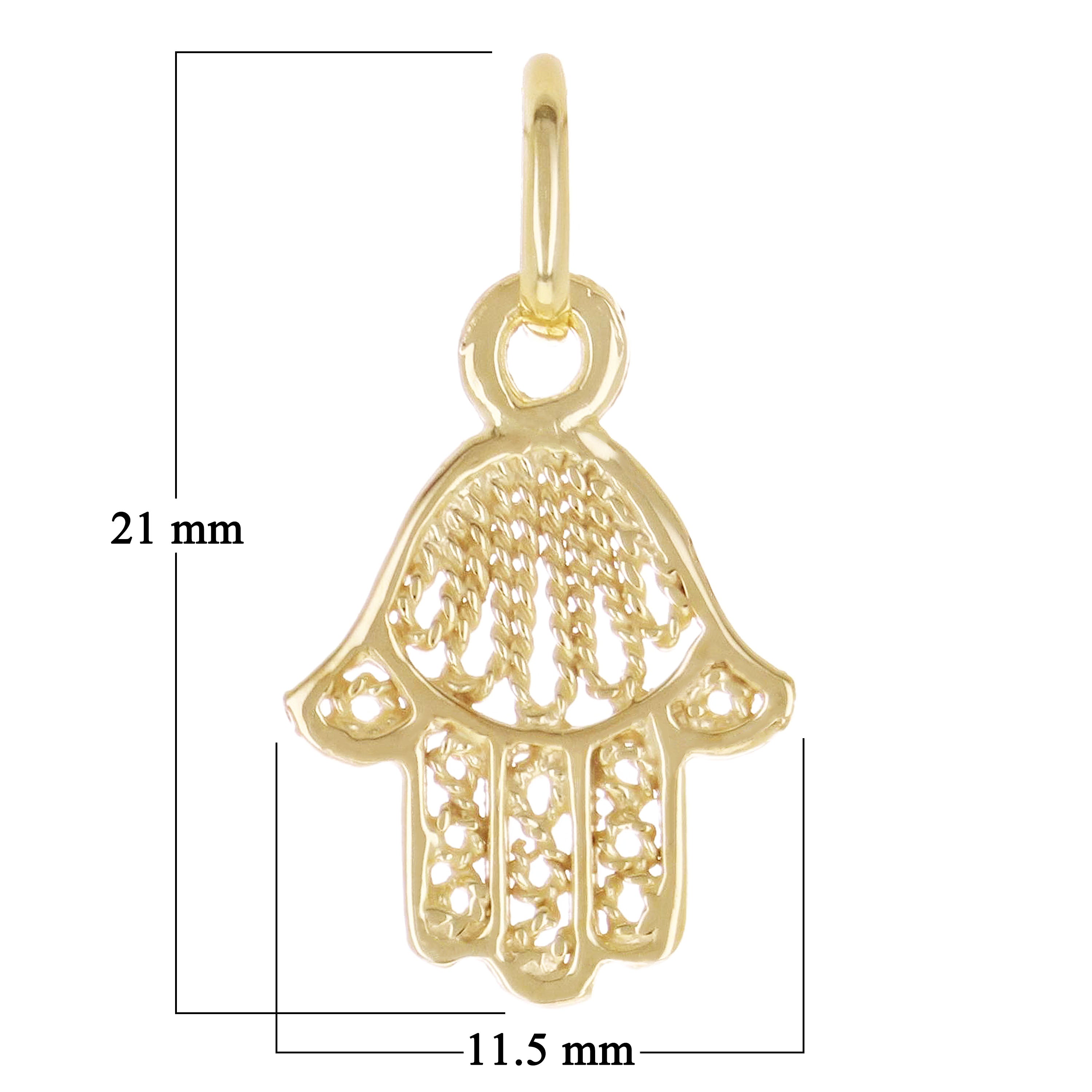 14k Yellow Gold Small Hamsa Hand of Fatima Charm Pendant 0.8 grams