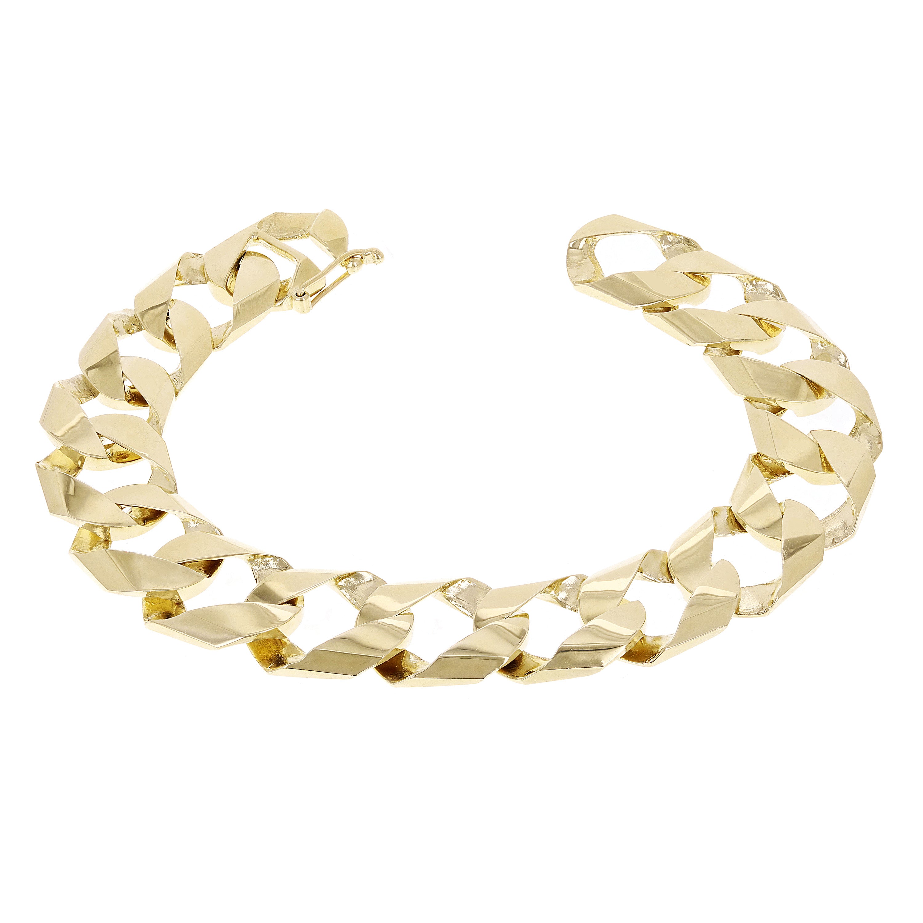 14k Yellow Gold Cuban Chain Link Bracelet 7" 13.8mm 30.2 grams - 7"