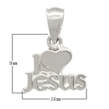 14k White Gold Solid Love Heart I love Jesus Religious Charm Pendant 1.3 grams - White