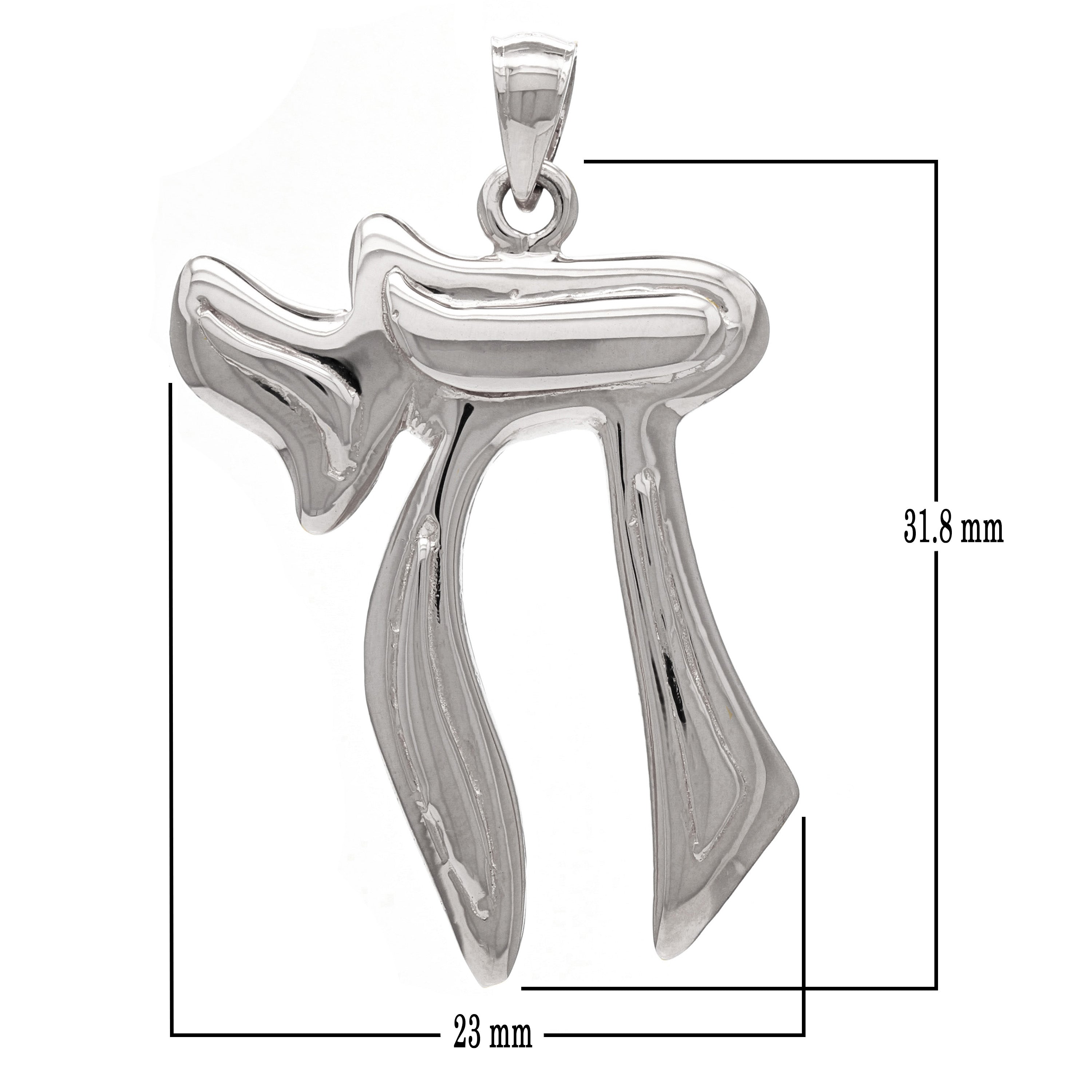 14k White Gold Charm Pendant Symbol to Life Hebrew Jewish Real Solid Gold - White