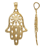 14k Yellow Gold Hand Of Fatima Hamsa Charm Pendant 1.4" 3.2 grams - Yellow