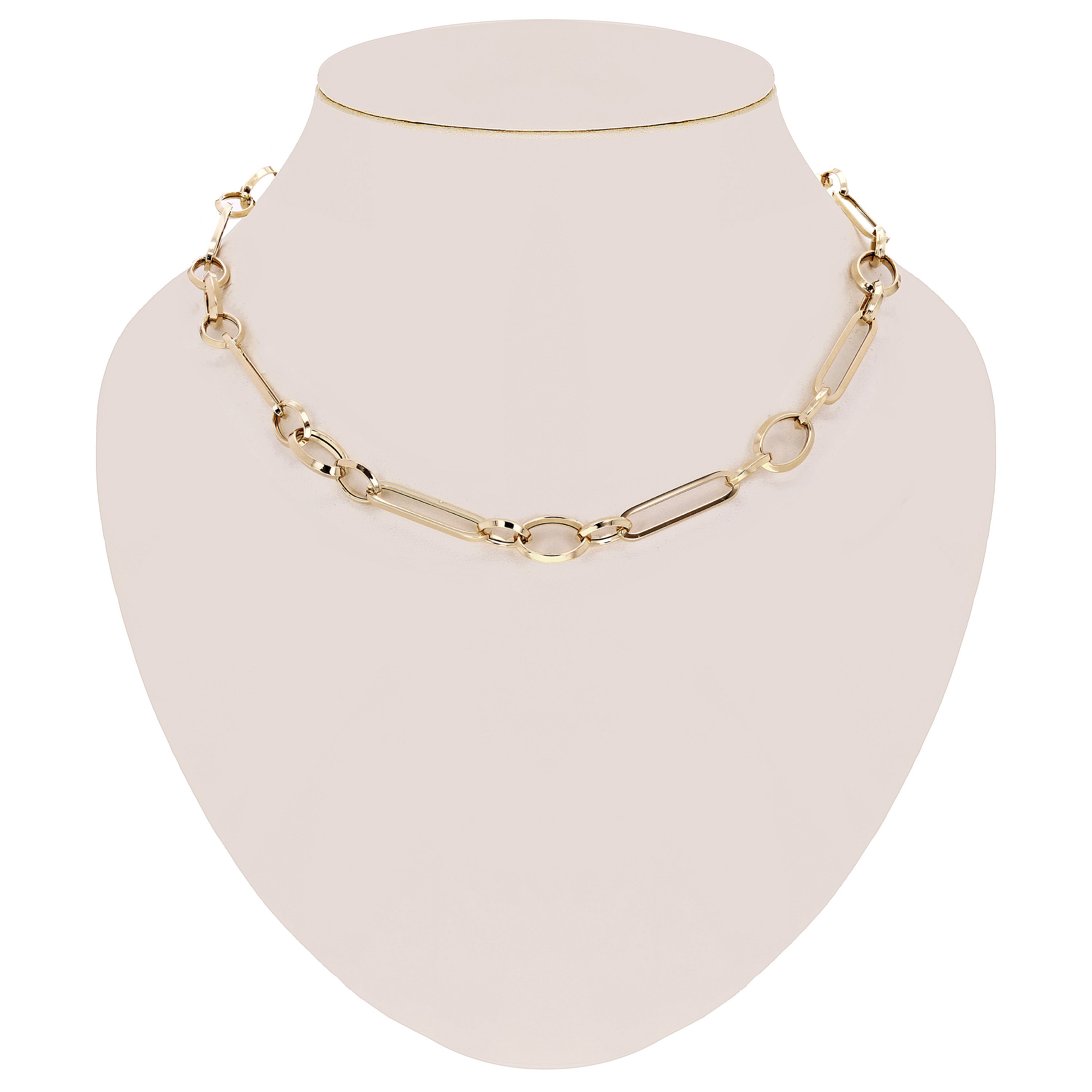 Italian 14k Yellow Gold Hollow Paper Clip Link Necklace 6.8mm 18" 10.2 grams