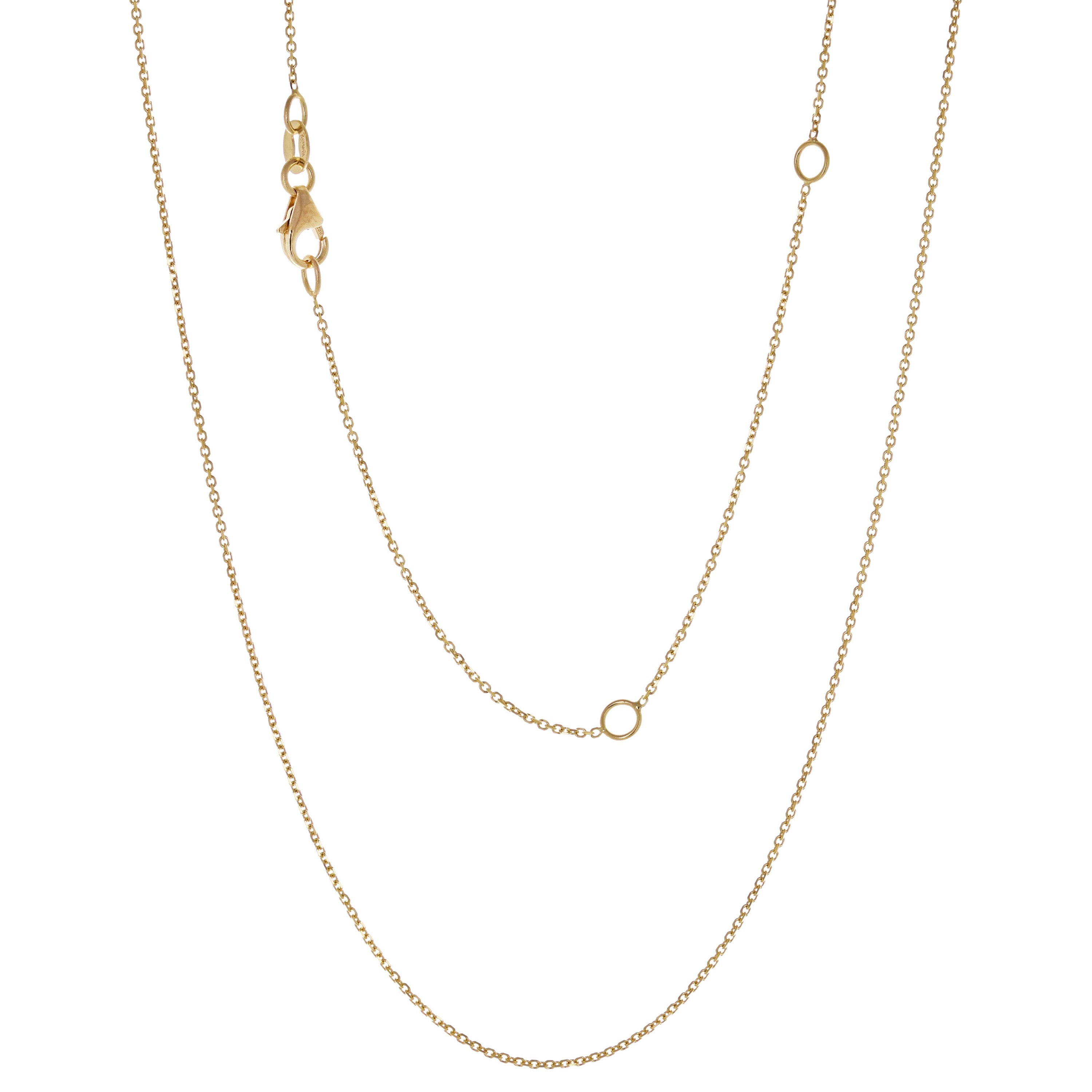 Italian 14k Yellow Gold Rolo Chain Necklace Adjustable 16-20" 1mm 1.7 grams - 1.0 mm