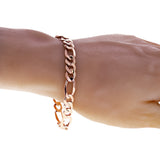 14k Rose Gold Solid Figaro Link Chain Bracelet 7" 8.25mm 15 grams - 7" 15 grams