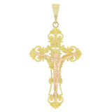 14k Two Tone Gold Jesus Christ Crucifix Cross Charm Pendant Small - Small
