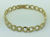 10k Yellow Gold Solid Horse Shoe Nugget Bracelet 8.5" 8mm 13 grams