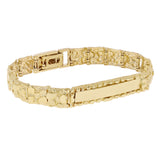 14k Yellow Gold Solid Nugget ID Bracelet 7" - 9" 9.8mm