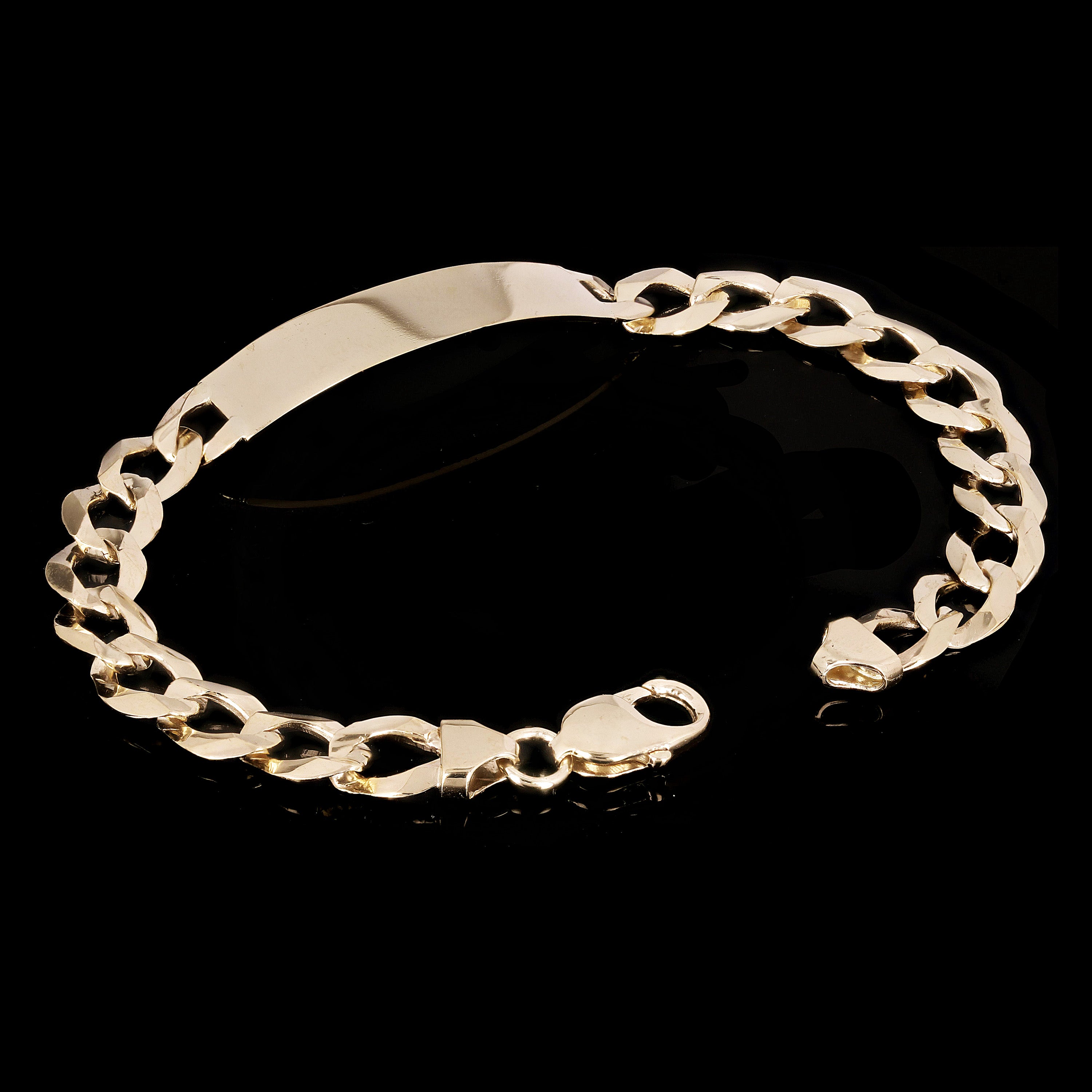 14k Yellow Gold Solid Engravable Cuban Curb Link Chain ID Bracelet 7" 10mm 16g - 7"