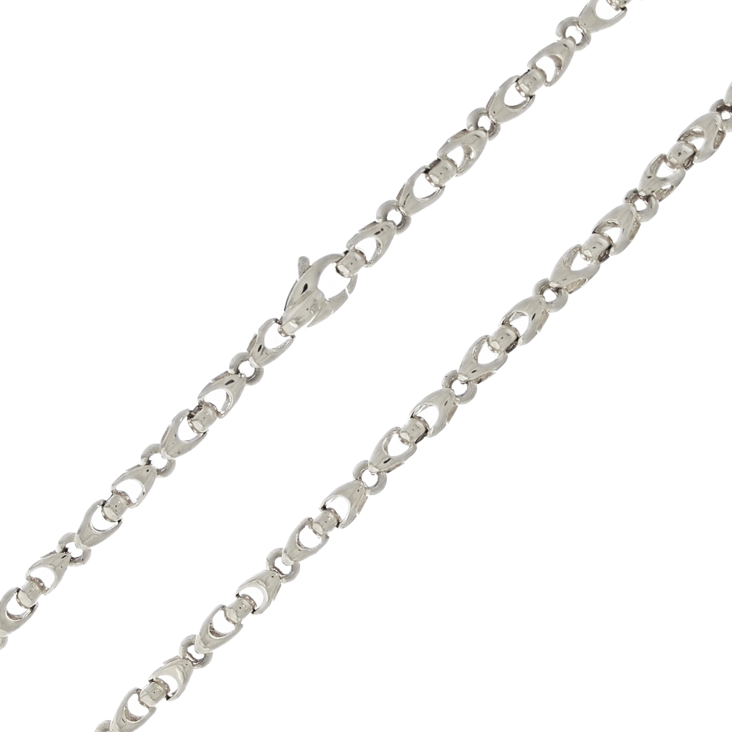 14k White Gold Handmade Fashion Link Necklace 28" 6.56mm 86.5grams - White,28"