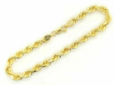 14k Yellow Gold Diamond Cut Rope Chain Bracelet 8" 6mm - 19 grams