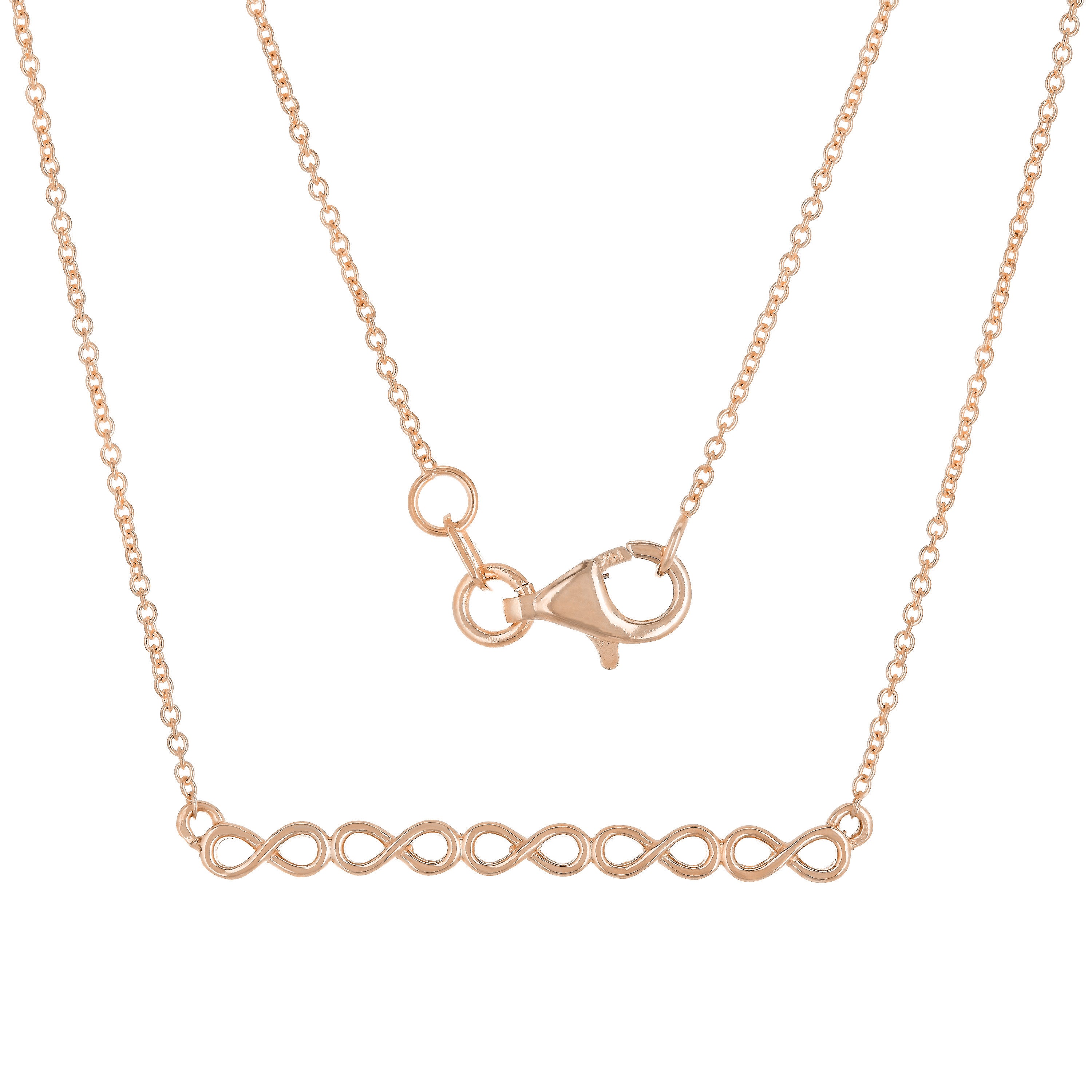 14k Yellow White or Rose Gold Infinity Symbol Bar Necklace 20"