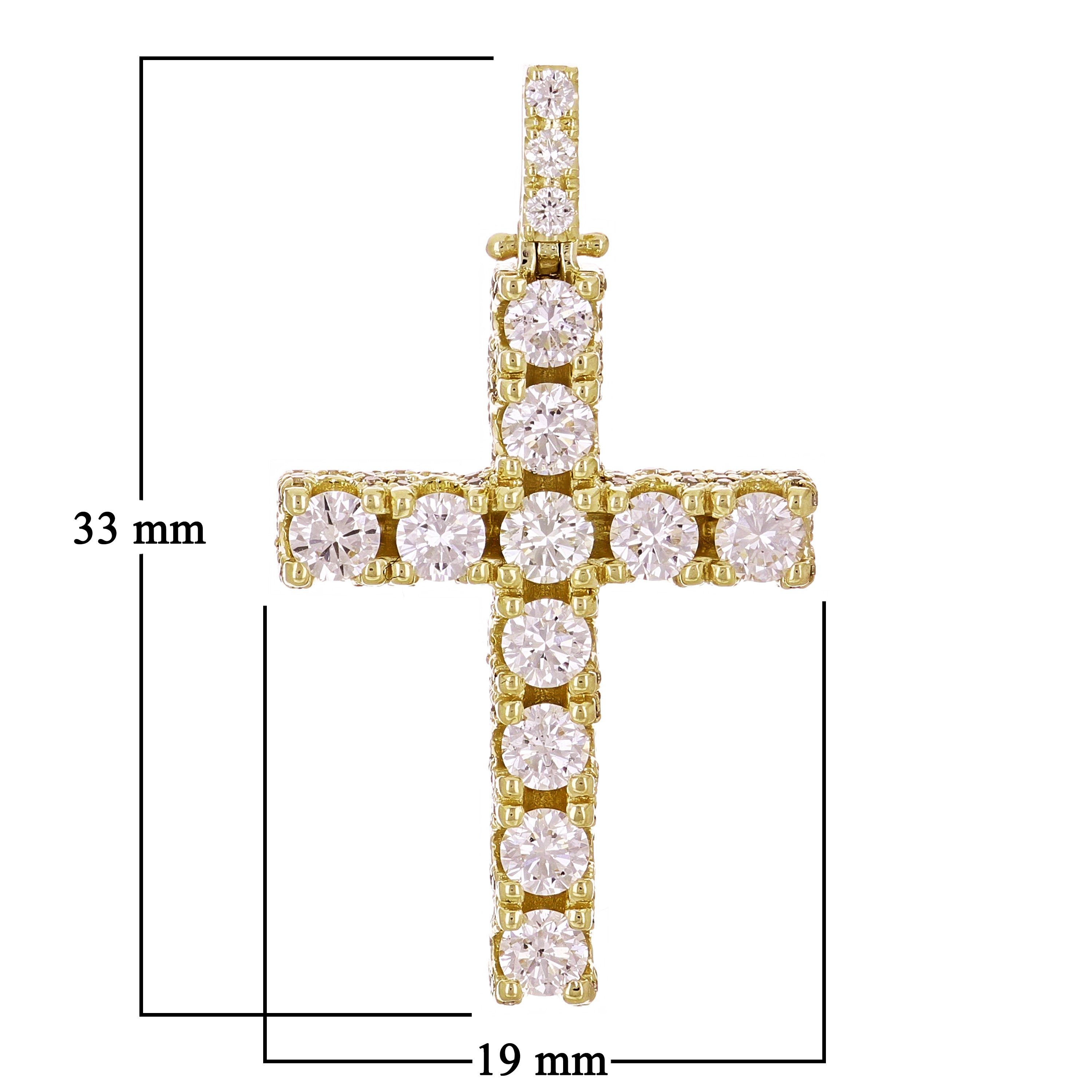 14k Yellow Gold 1.79ctw Diamond Cross Pendant Iced Out - Yellow