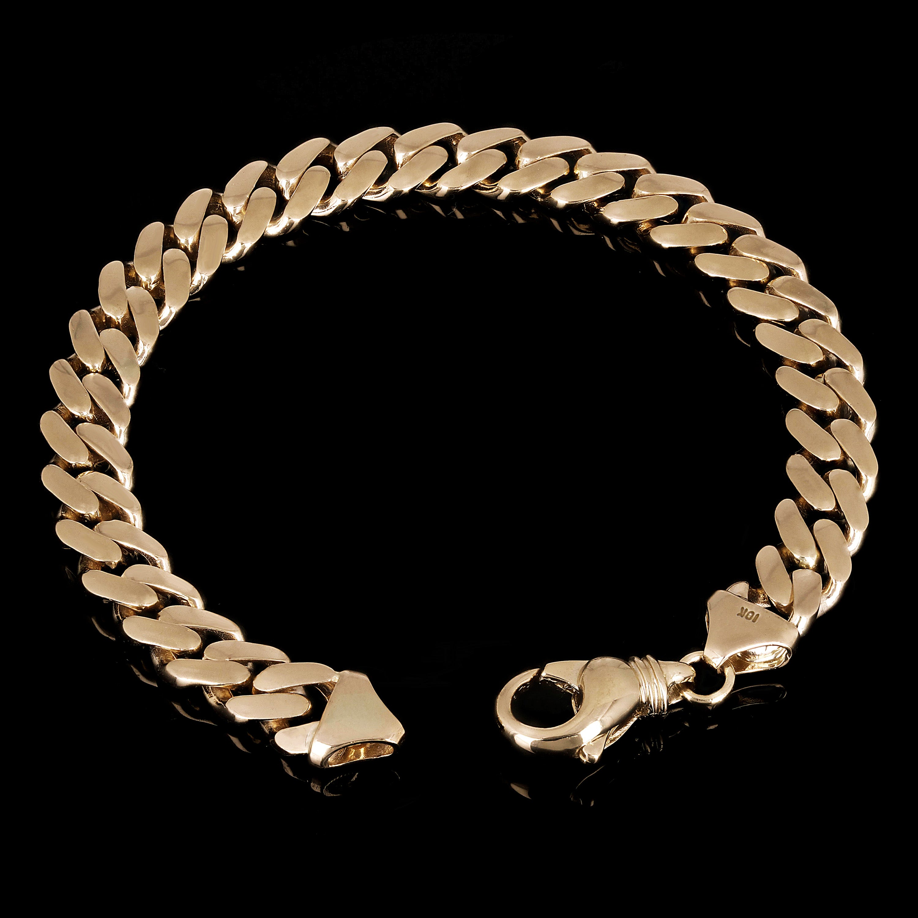 Men's 10k Yellow Gold Solid Miami Cuban Link Bracelet 7" 9.5mm 32.5 grams - 7"