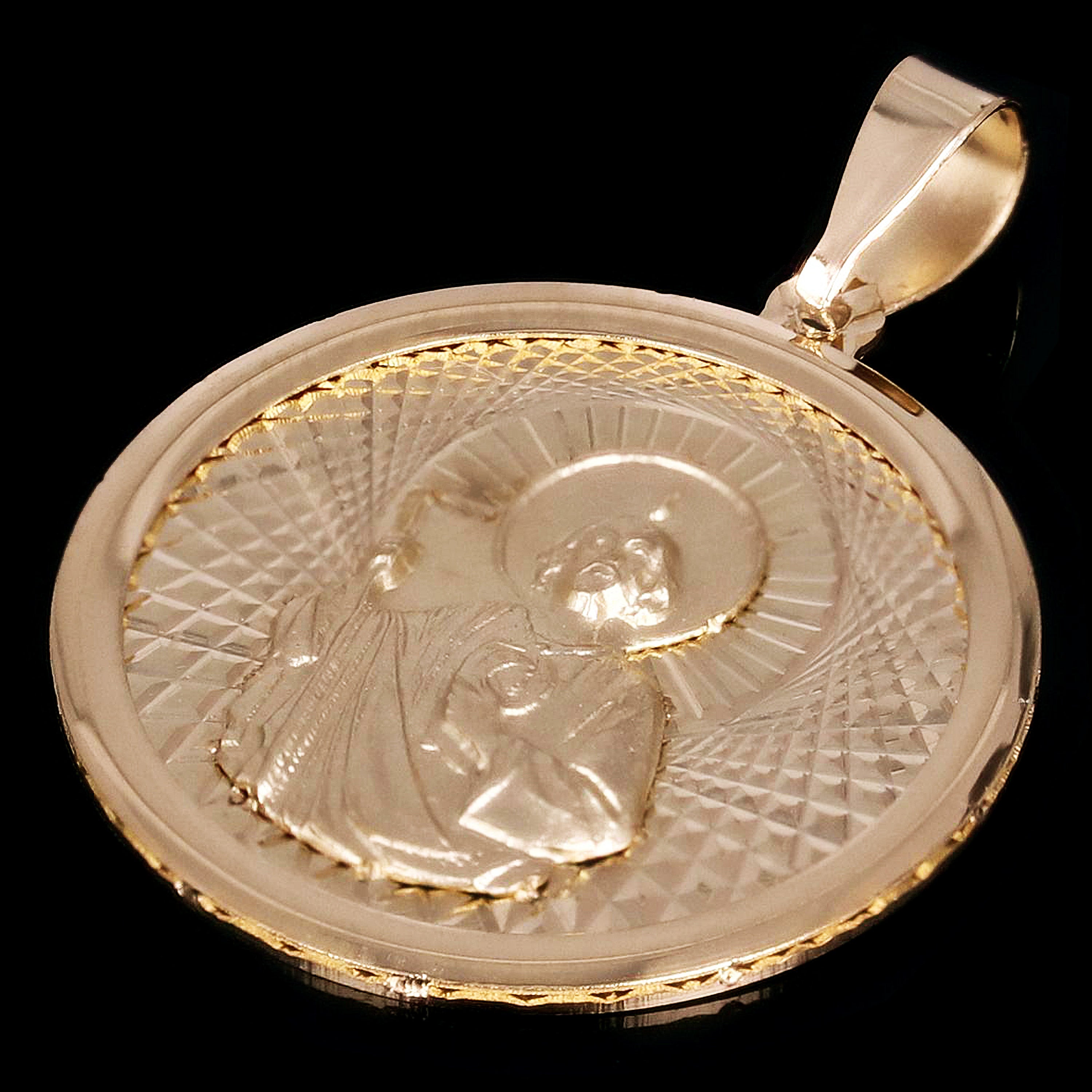 Italian 14k Yellow Gold Saint Jude Medal Charm Pendant 1.1" 2.1 grams - 2.1 grams