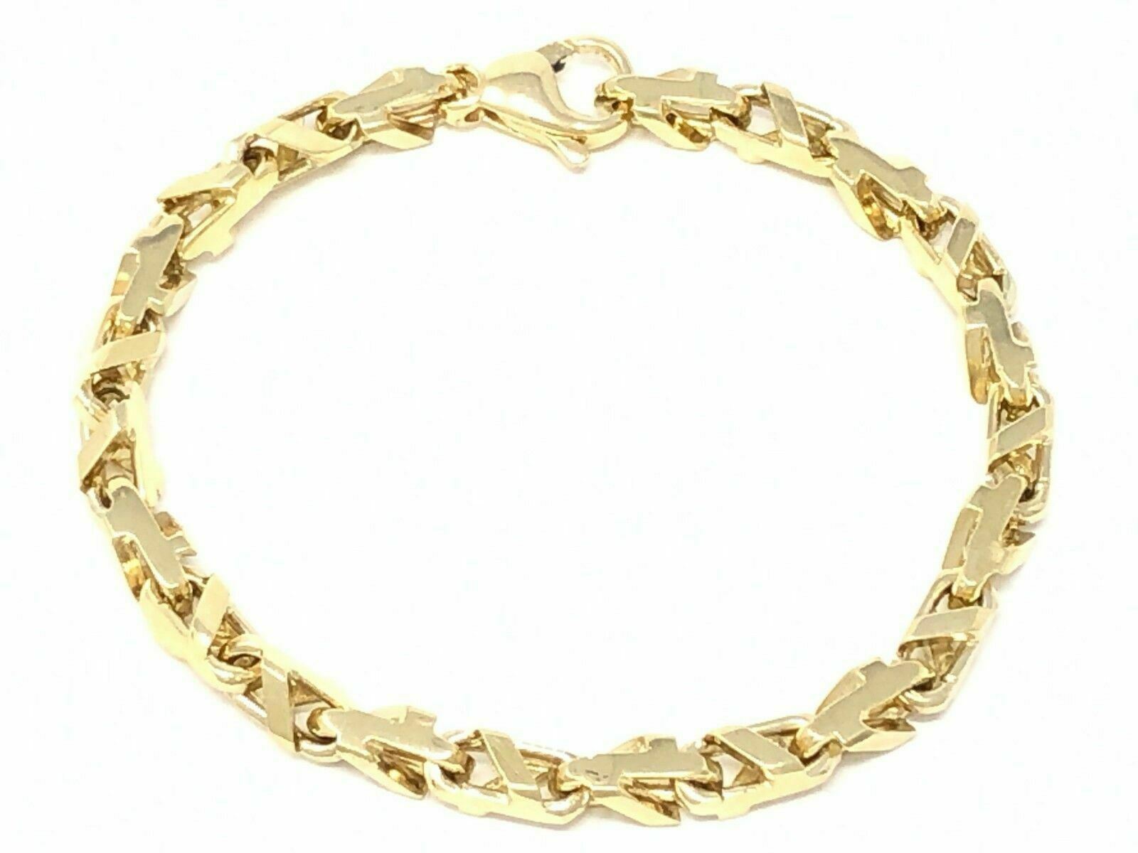 Men's 14k Yellow Gold Handmade Fashion Link Bracelet 7" 4.7mm 18 grams - 7"