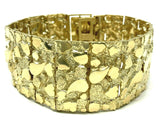 Men's 14k Yellow Gold Solid Nugget Bracelet Link 7.5"- 8" 31mm 97 grams