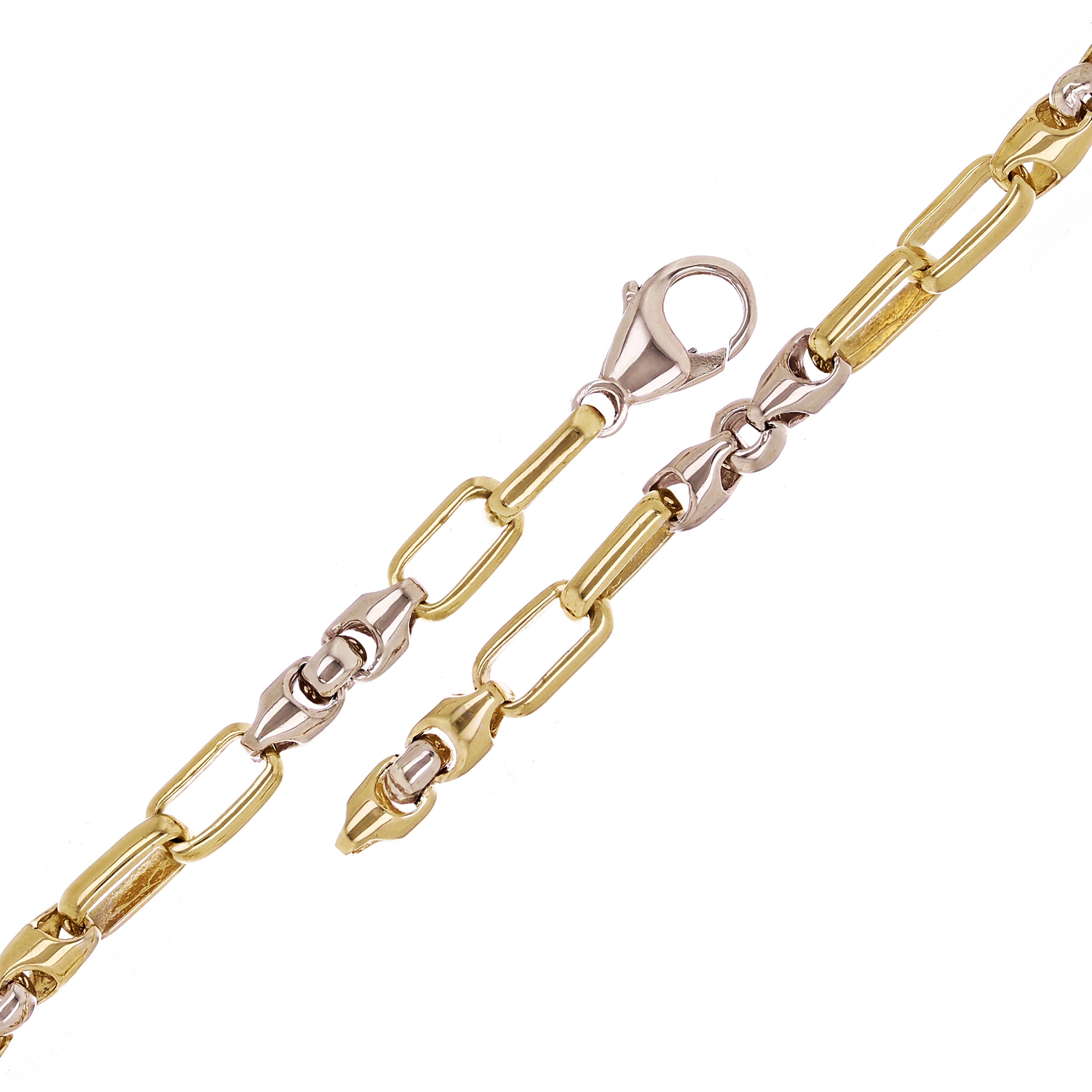 10k Two Tone Gold Solid Handmade Fashion Link Bracelet 7" 5mm 11.3 grams - 7" 11.3 grams