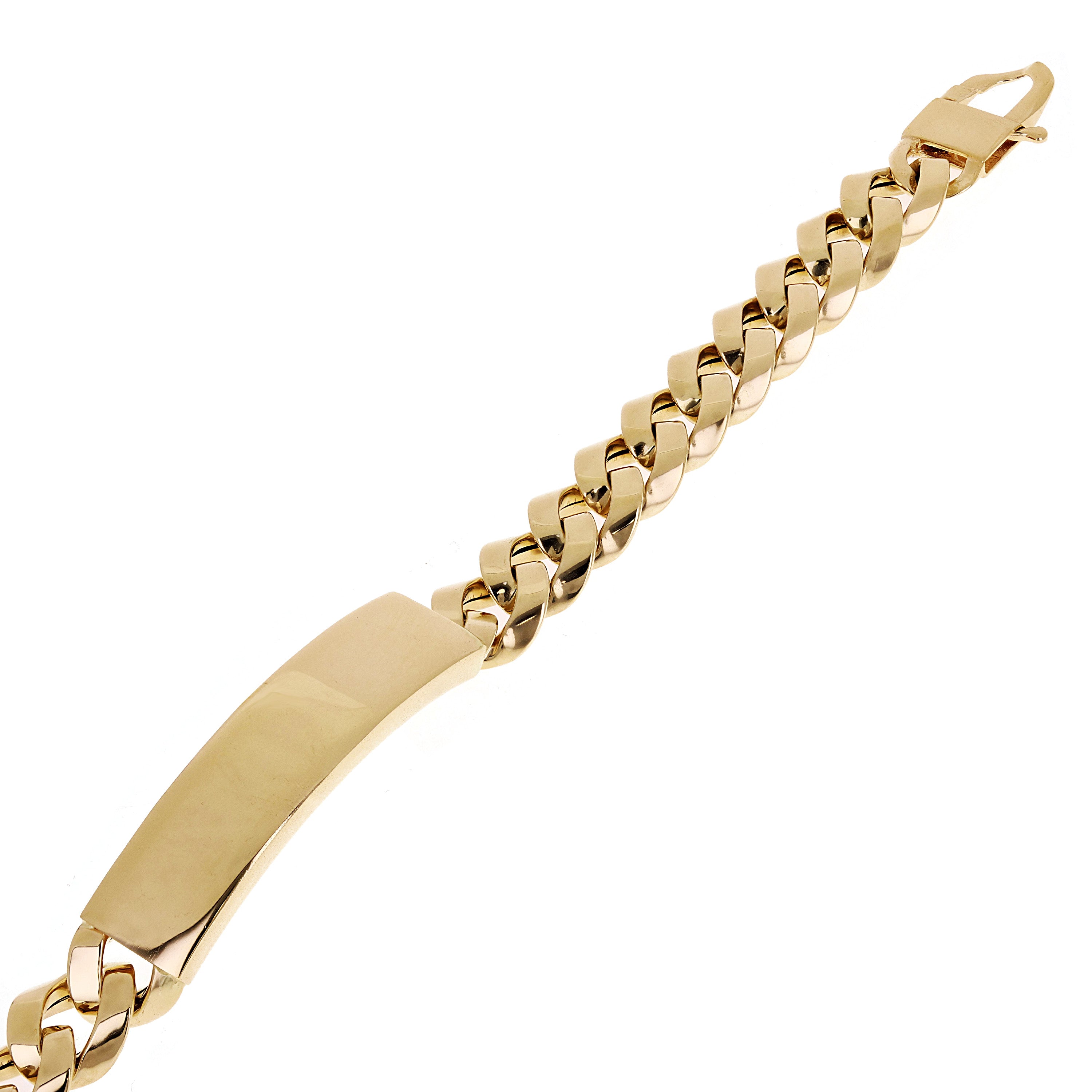 Italian 14k Yellow Gold Hollow Miami Cuban Link ID Bracelet 8.25" 10.2mm 18.5g