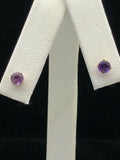 14k Yellow Gold Round Amethyst 4.15mm Stud Earrings February Birthstone
