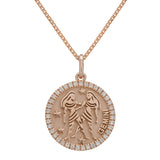 14k Rose Gold  Diamond Zodiac Sign Gemini Pendant Necklace 18" - Gemini,Rose