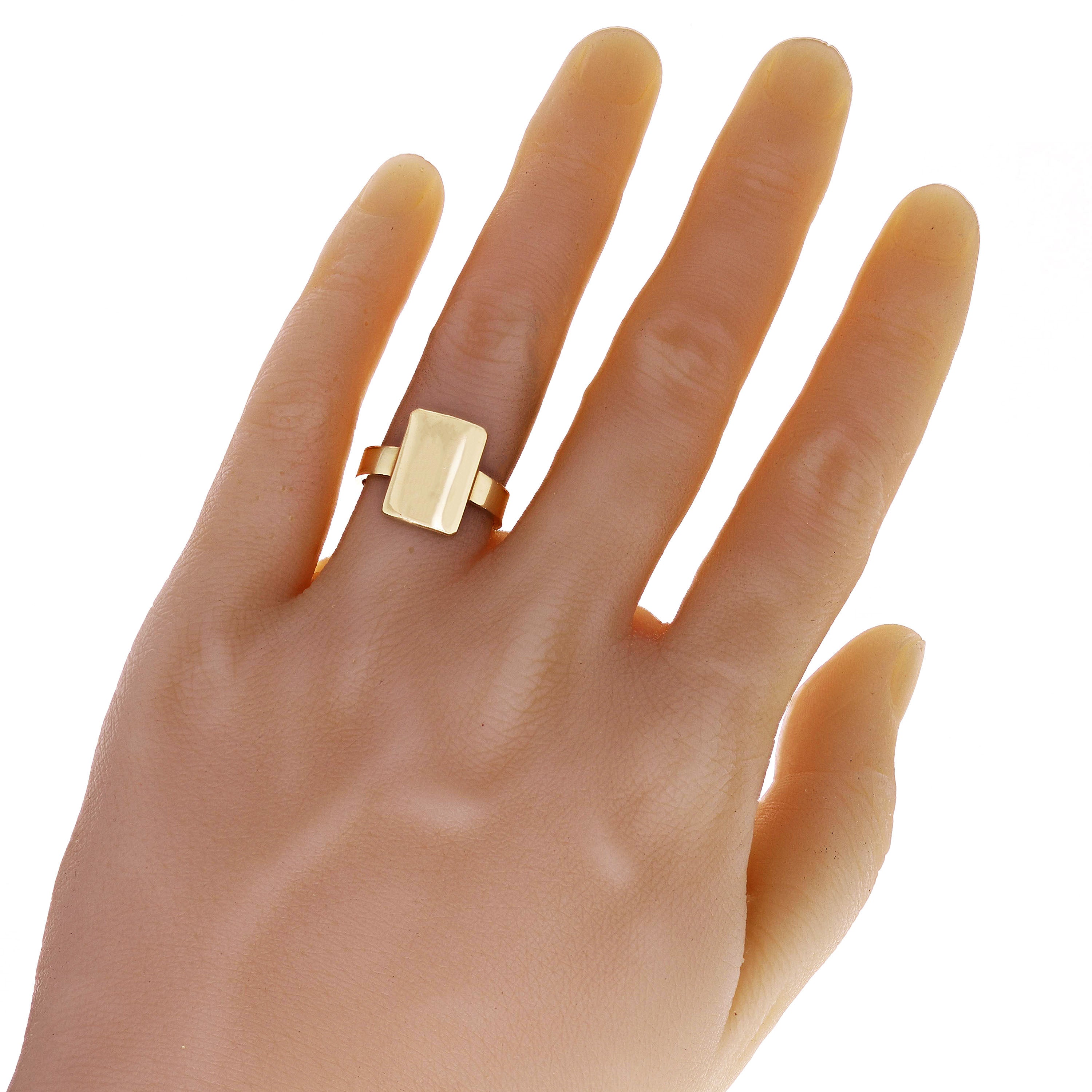 14k Yellow Gold Rectangle Signet Ring Size 8 - 15.6mm 7.6 grams