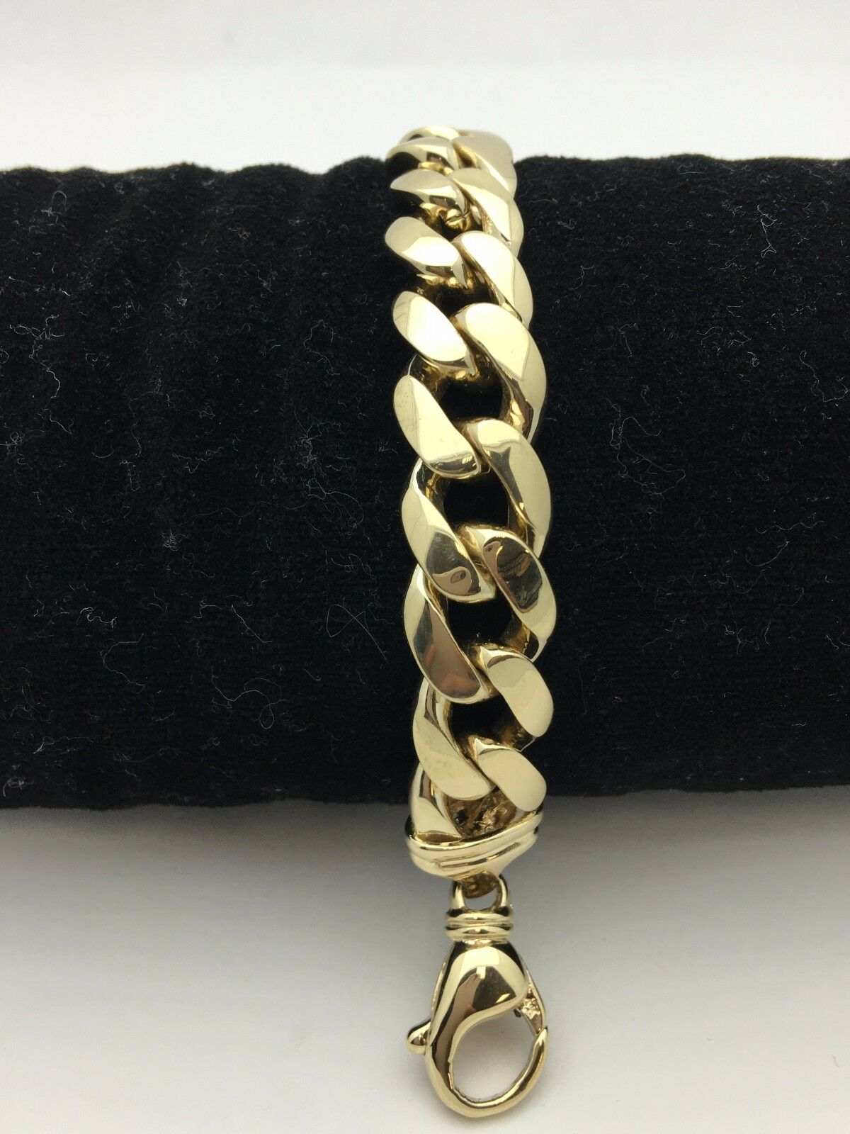 14k Yellow Gold Solid Miami Cuban Link Chain Bracelet 8.5" 13.25mm 90 grams