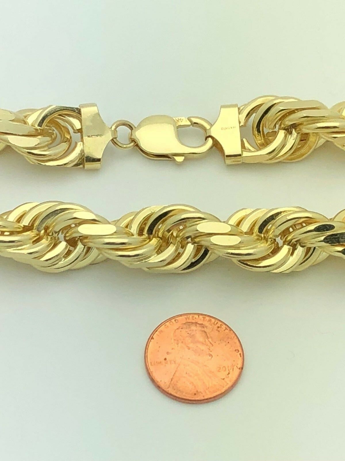 Men's Solid 14k Yellow Gold Diamond Cut Rope Chain 30" 15mm 550 grams