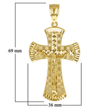 14k Yellow Gold 3D Diamond Cut Jesus Christ Crucifix Cross Pendant 2.7" 12.3gram